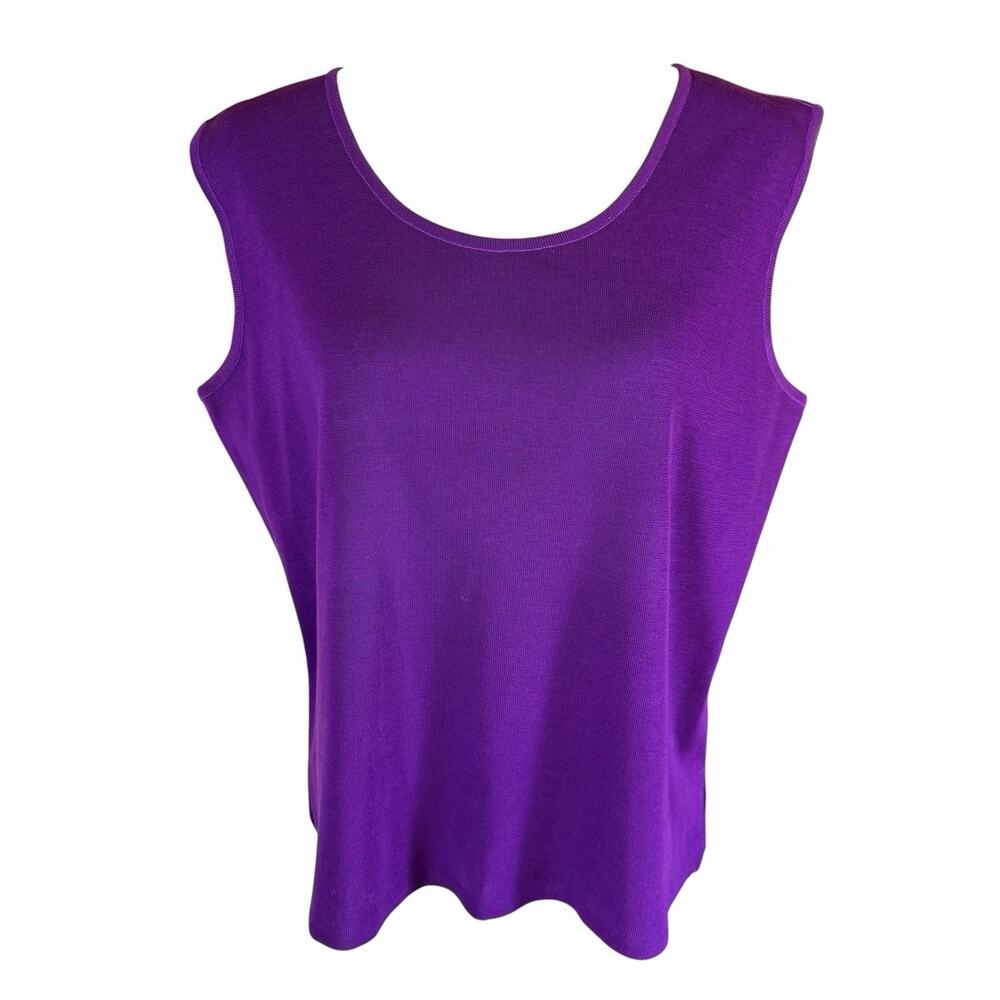 Ming Wang Womens Tank Top XL Purple Career Colorful Office Preppy Prep City